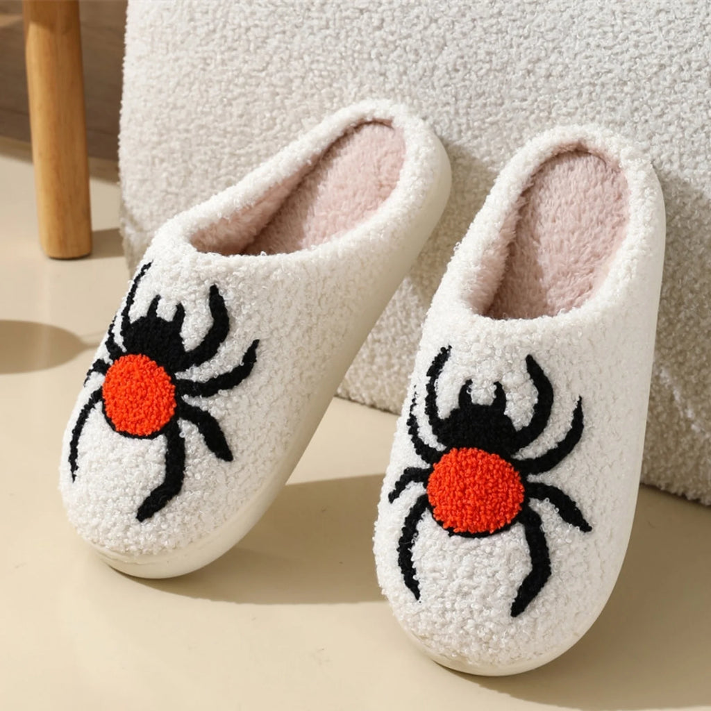 Adorable Ghost Plush Slippers for Halloween - Comfy Slip-On House Shoes for Men and Women