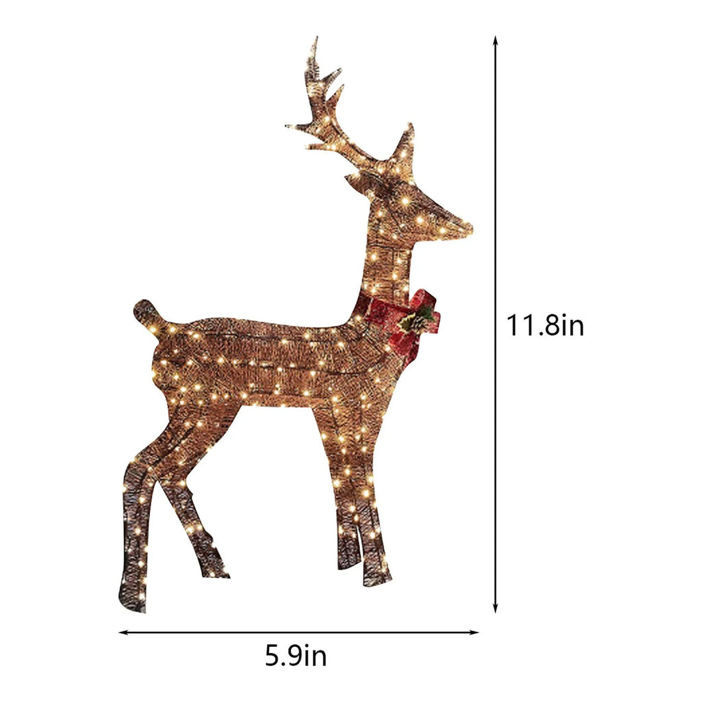 Christmas Decorations Clearance!  Elk Lighted Christmas Deer, Glittering Deer with Strip Lights for Outdoor Patio Decoration, Artificial Pre-Lit Christmas Decorative Deer LED Lights
