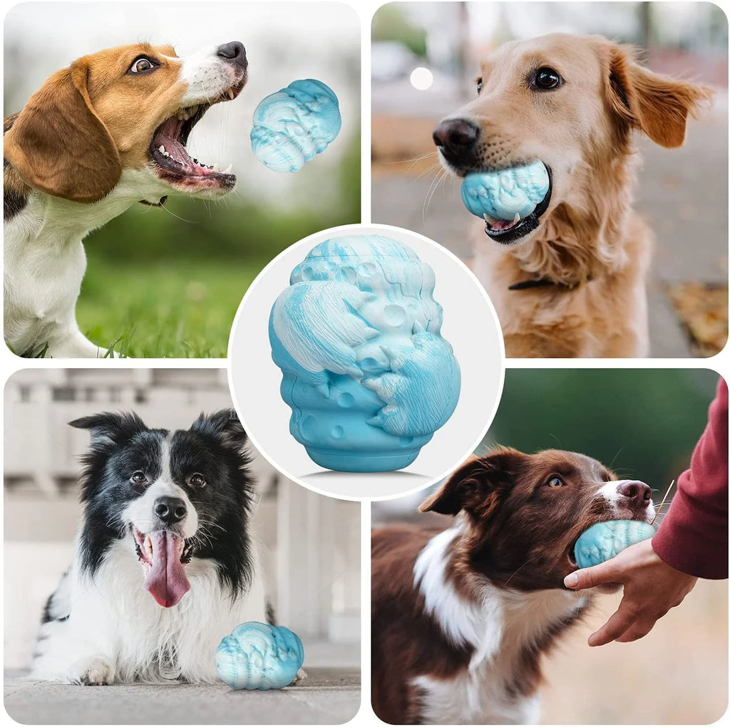 INTERACTIVE DOG TOY: RUBBER TREAT DISPENSER & CHEW TOY