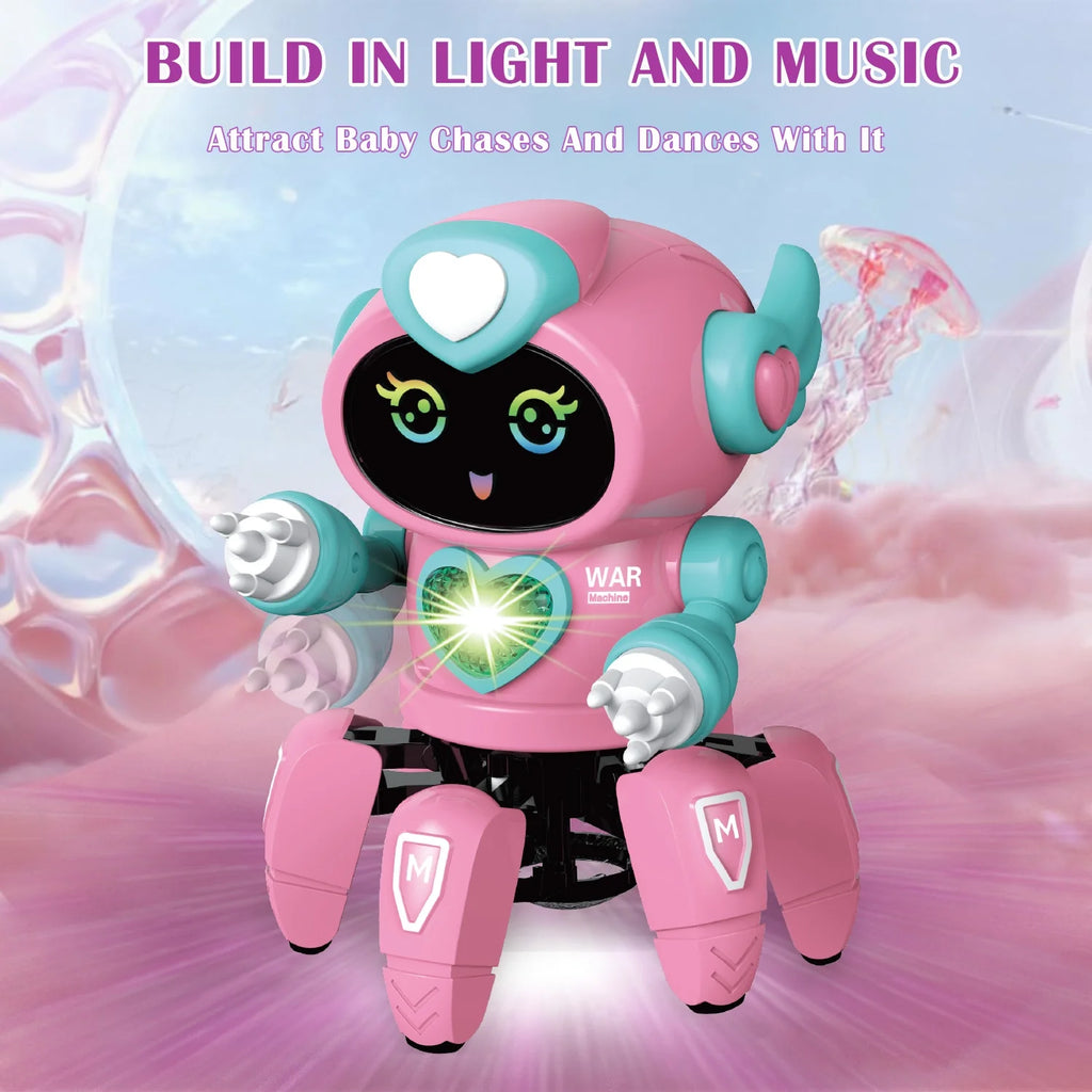 Interactive Dancing Robot Toy for Kids – Musical, Flashing Lights, Perfect Gift for Boys & Girls Ages 3-8 – Pink