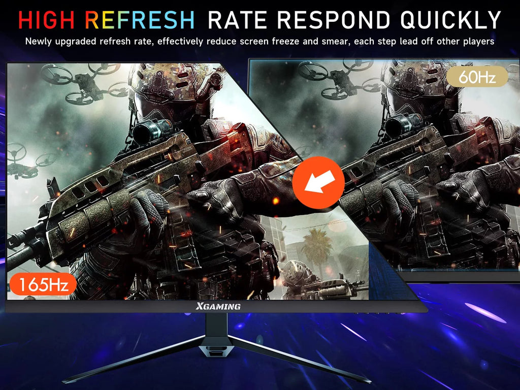 27-Inch 165Hz Gaming Monitor, 1440P Gaming Monitor, QHD 2K(2560X1440) PC Monitor,  Monitor with 2 Speakers and Backlight, 1Ms Free Sync, Black Metal Base, DP&HDMI, Computer Gaming Monitor