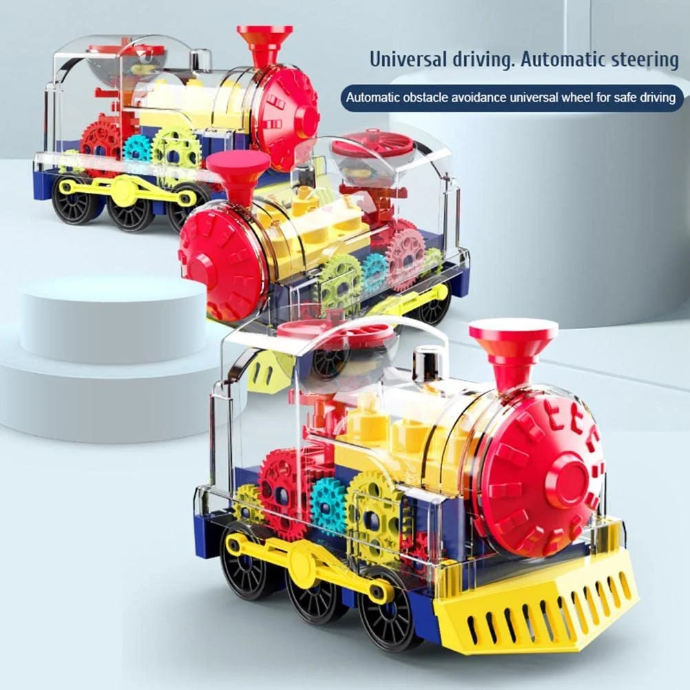 Transparent Electric Gear Train Toy with Music and Lights - Battery Operated Educational Toy for Children and Toddlers, Ideal Birthday Gift