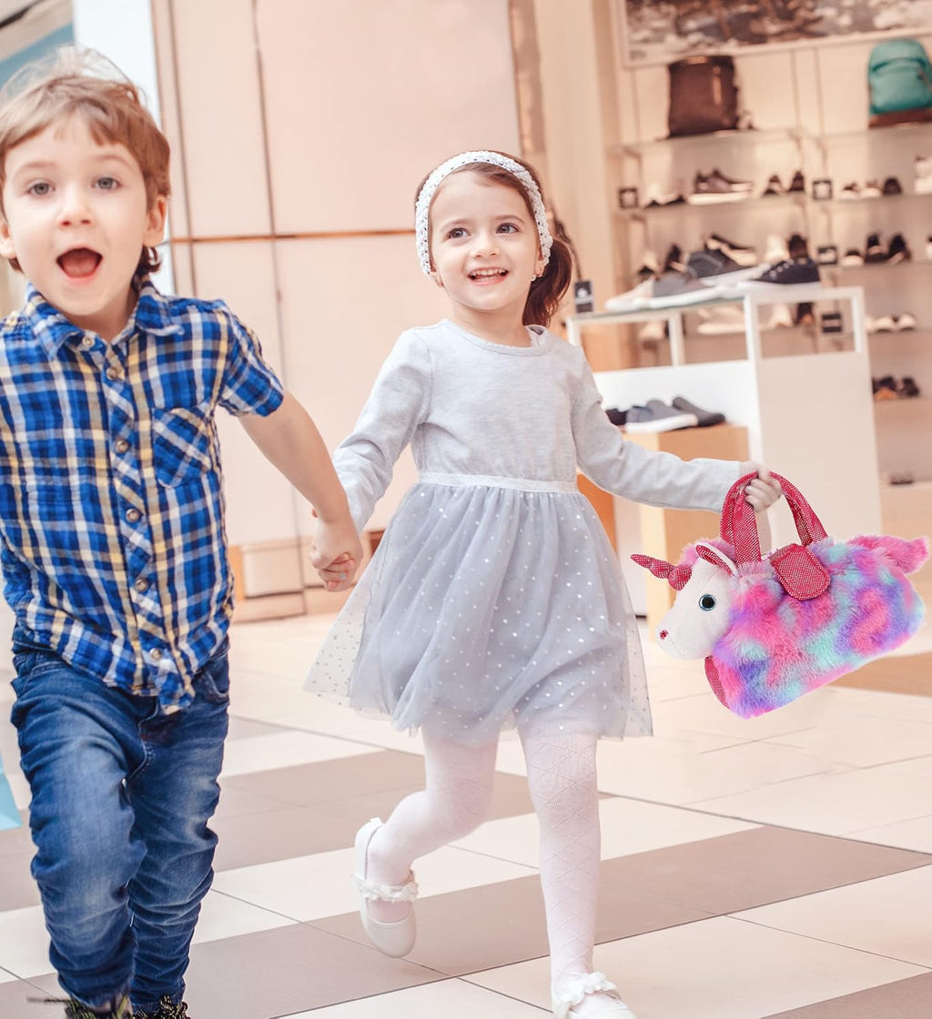 PINK UNICORN PLUSH TOY PET CARRIER - ANIMAL PURSE WITH REMOVABLE SPARKLY WHITE PLUSH TOY 