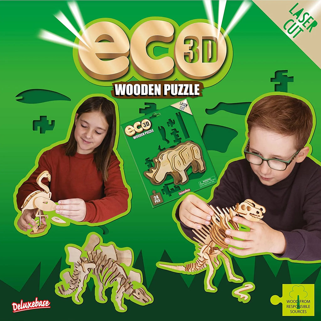 Eco 3D Wooden Eagle Puzzle - Sustainable DIY Safari Animal Craft Kit