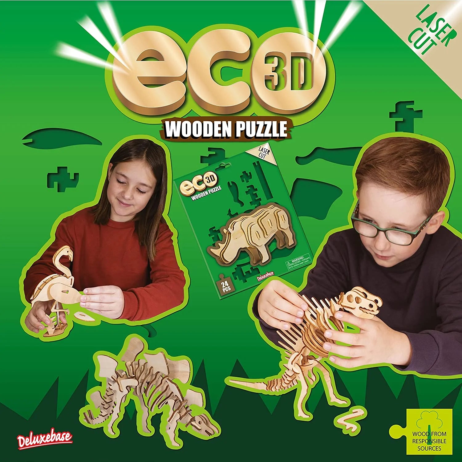 Eco 3D Wooden Eagle Puzzle - Sustainable DIY Safari Animal Craft Kit