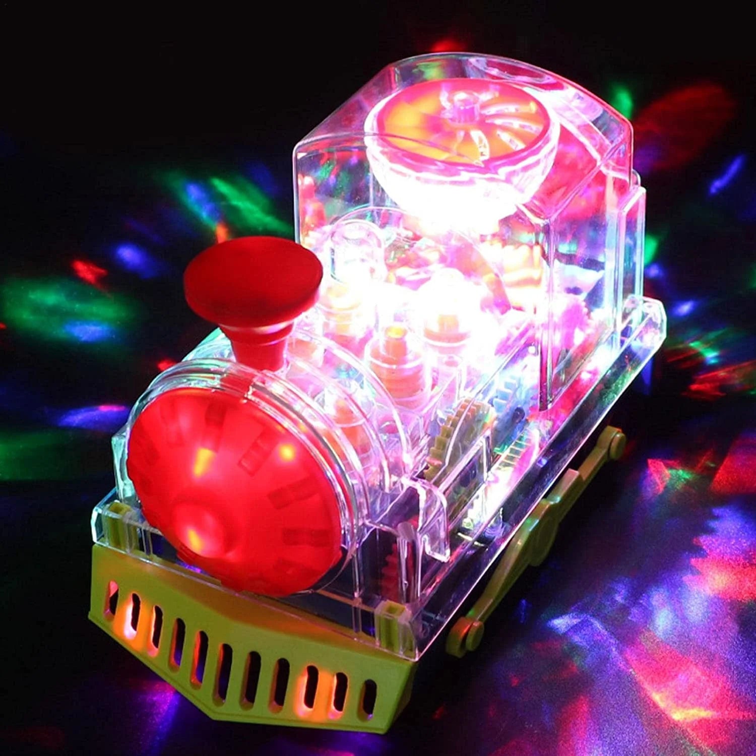 Transparent Electric Gear Train Toy with Music and Lights - Battery Operated Educational Toy for Children and Toddlers, Ideal Birthday Gift