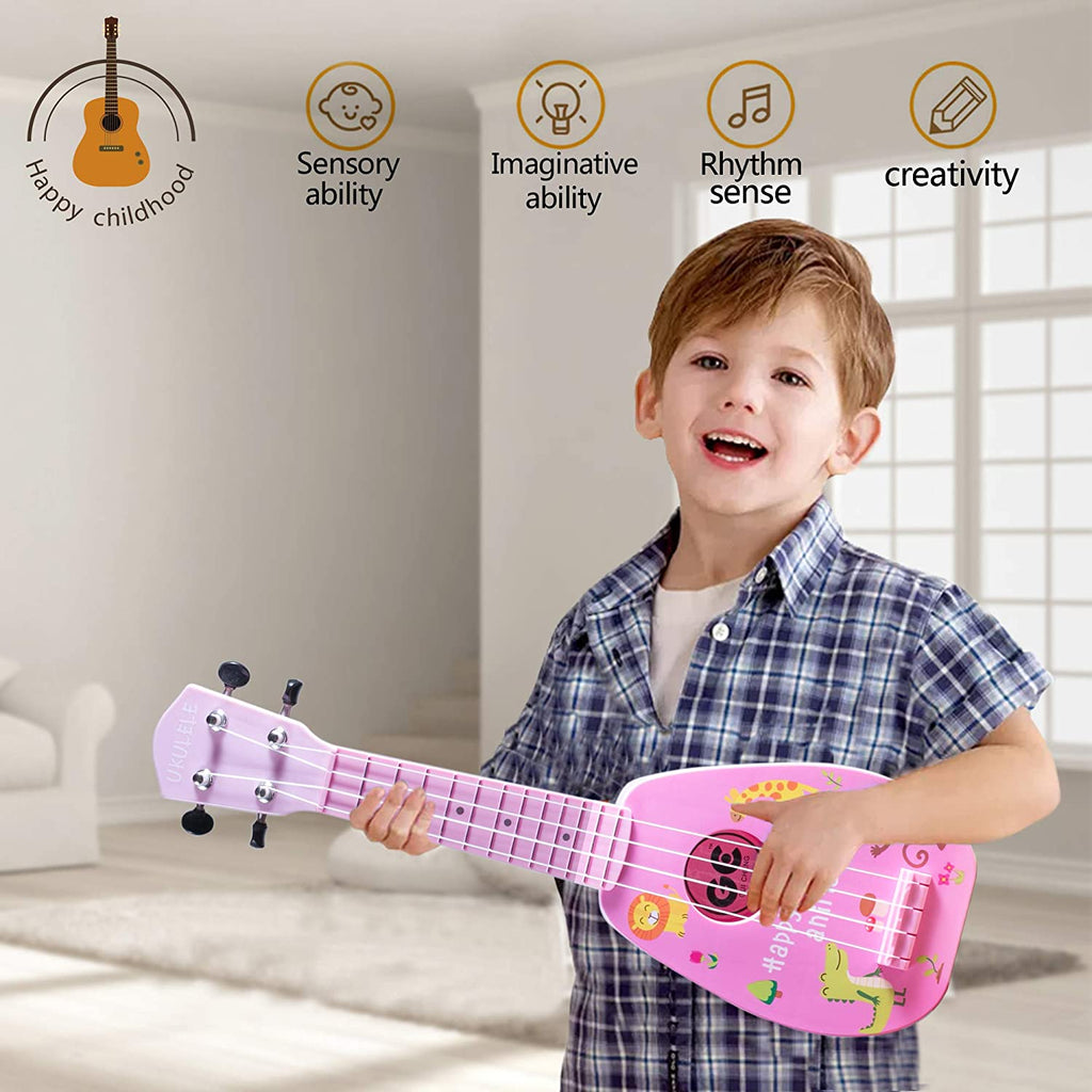 17-INCH MINI UKULELE GUITAR: 4-STRING INSTRUMENT, AGES 3-7