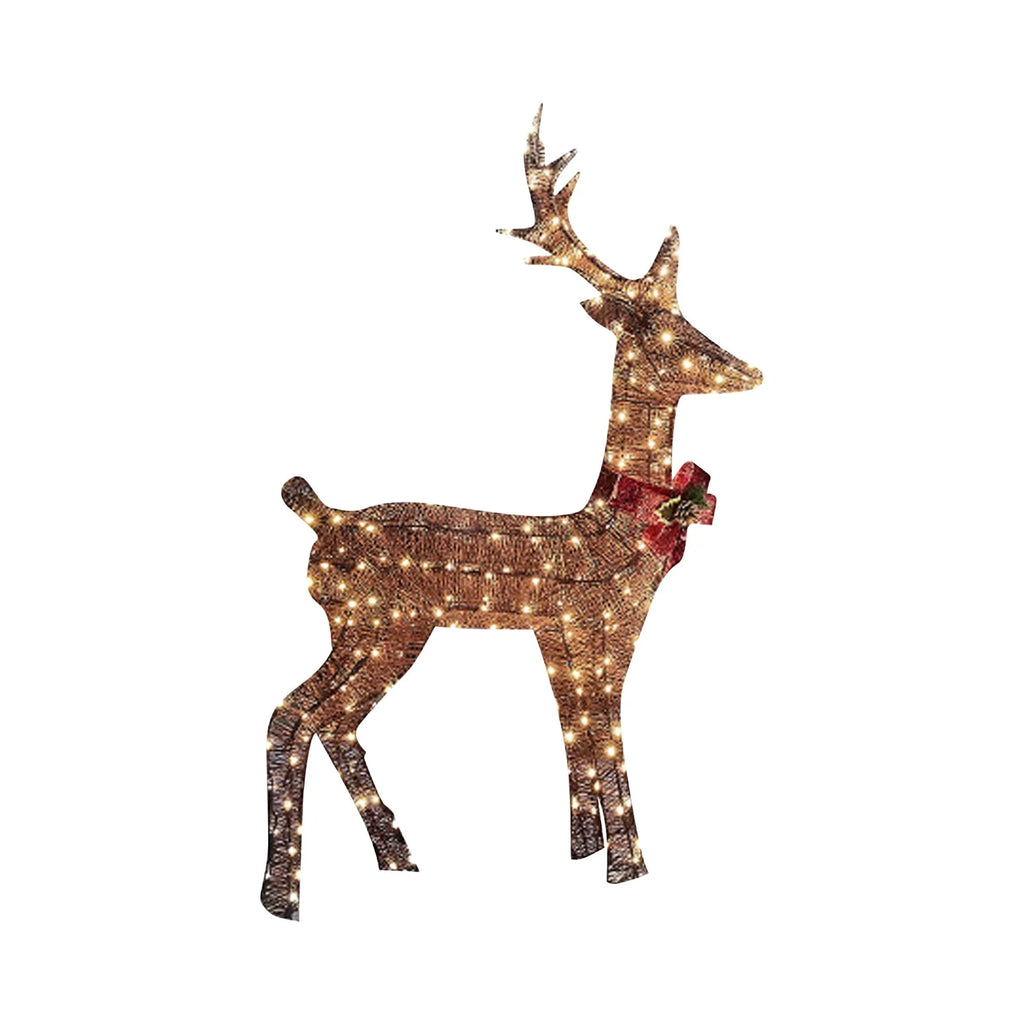 Christmas Decorations Clearance!  Elk Lighted Christmas Deer, Glittering Deer with Strip Lights for Outdoor Patio Decoration, Artificial Pre-Lit Christmas Decorative Deer LED Lights