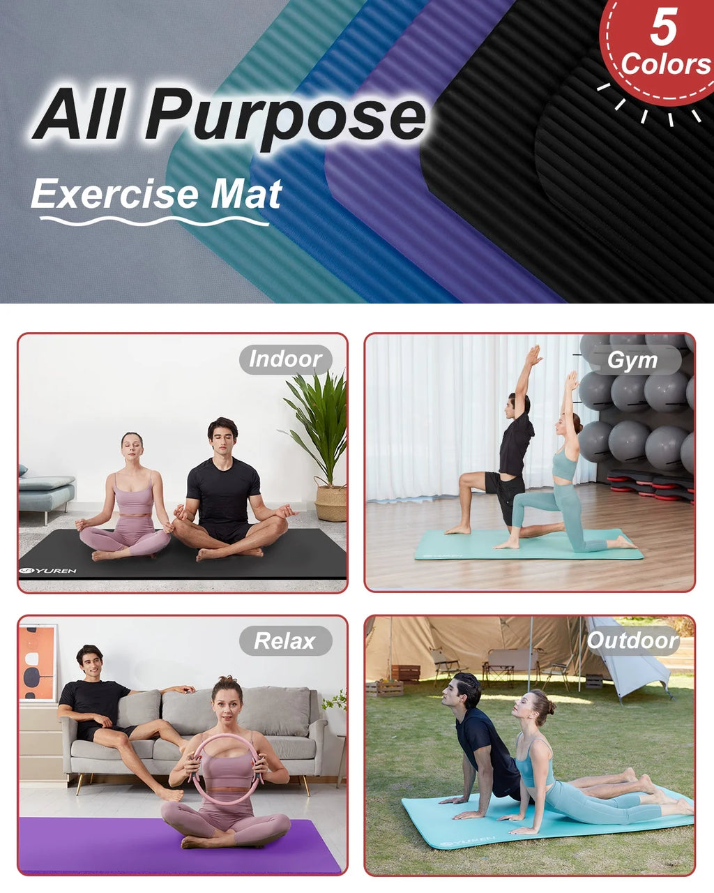 Extra Thick 10mm Large Yoga Mat - 78" x 51" for Home Gym Workouts - Premium Black Exercise Mat