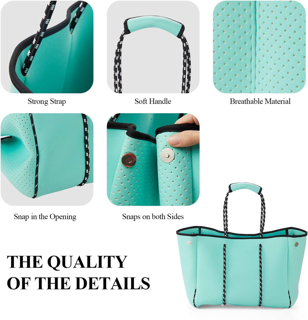 Large Waterproof Neoprene Beach Bag - Versatile Shoulder Bag for Travel, Gym, and Swimming