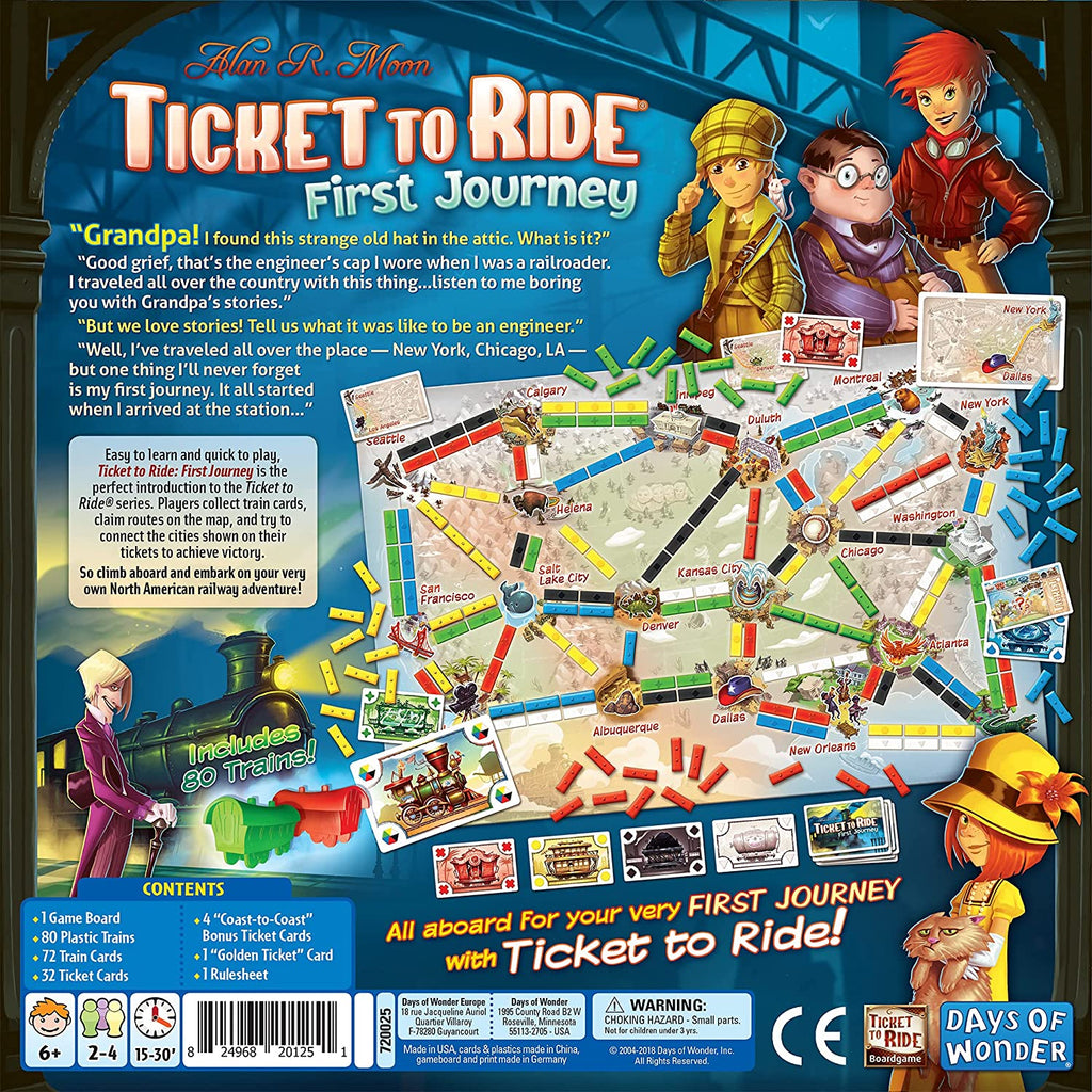 Ticket to Ride: First Journey - Engaging Board Game for Young Explorers, Family-Friendly Train Strategy Game for Ages 6+, 2-4 Players, 15-30 Minutes Playtime