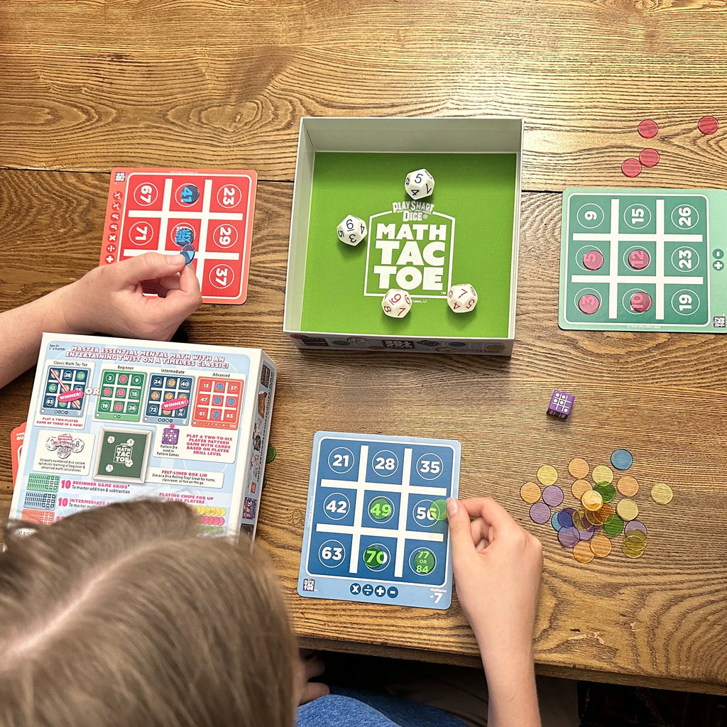 Playsmart Dice Math-Tac-Toe: Fun Mental Math Game for Ages 8+, Perfect for 2-6 Players!