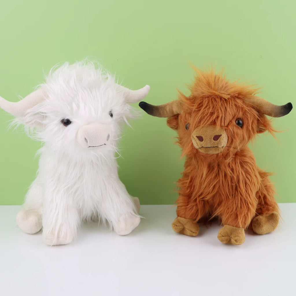 Highland Cow Plush Toy - Adorable Realistic Stuffed Animal with Long Fluffy Hair, Soft Cuddly Gift for Kids, Children & Collecto