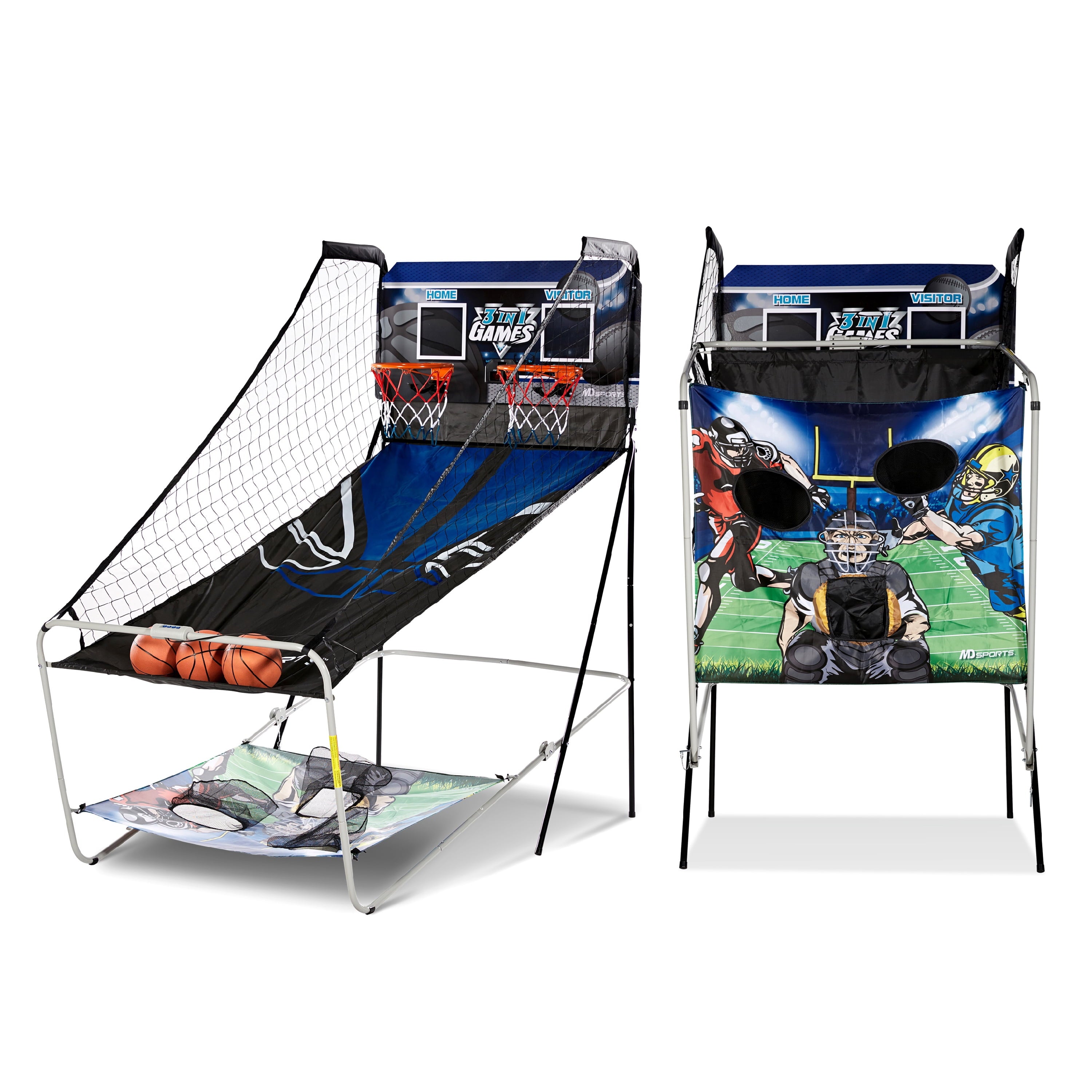Ultimate 3-In-1 Arcade Sports Game: Basketball, Football & Baseball with LED Scoring by