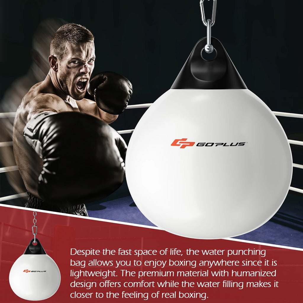 Goplus 18'' Heavy-Duty Water-Filled Punching Bag - 110Lbs Aqua Boxing Bag for Home Gym - White