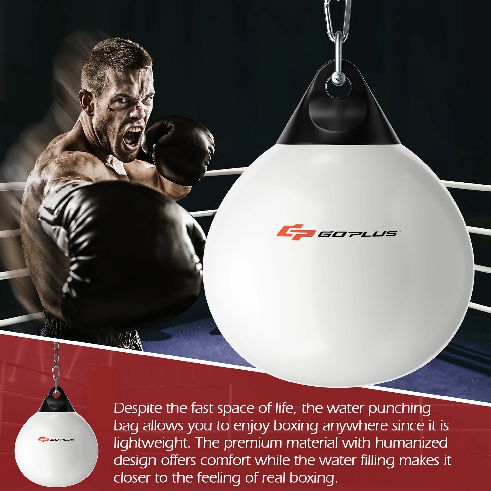 Goplus 18'' Heavy-Duty Water-Filled Punching Bag - 110Lbs Aqua Boxing Bag for Home Gym - White