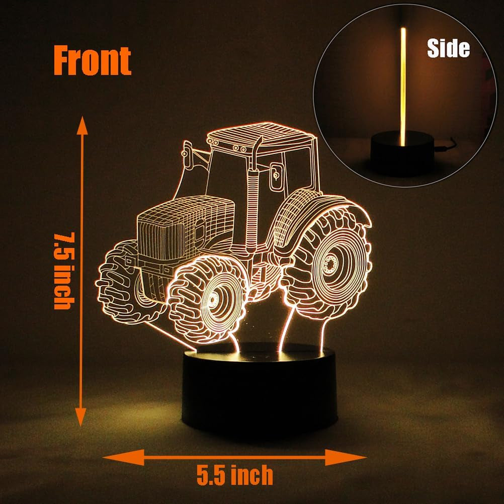 TRACTOR MIXED COLOR NIGHT LIGHT: 3D ILLUSION USB LAMP