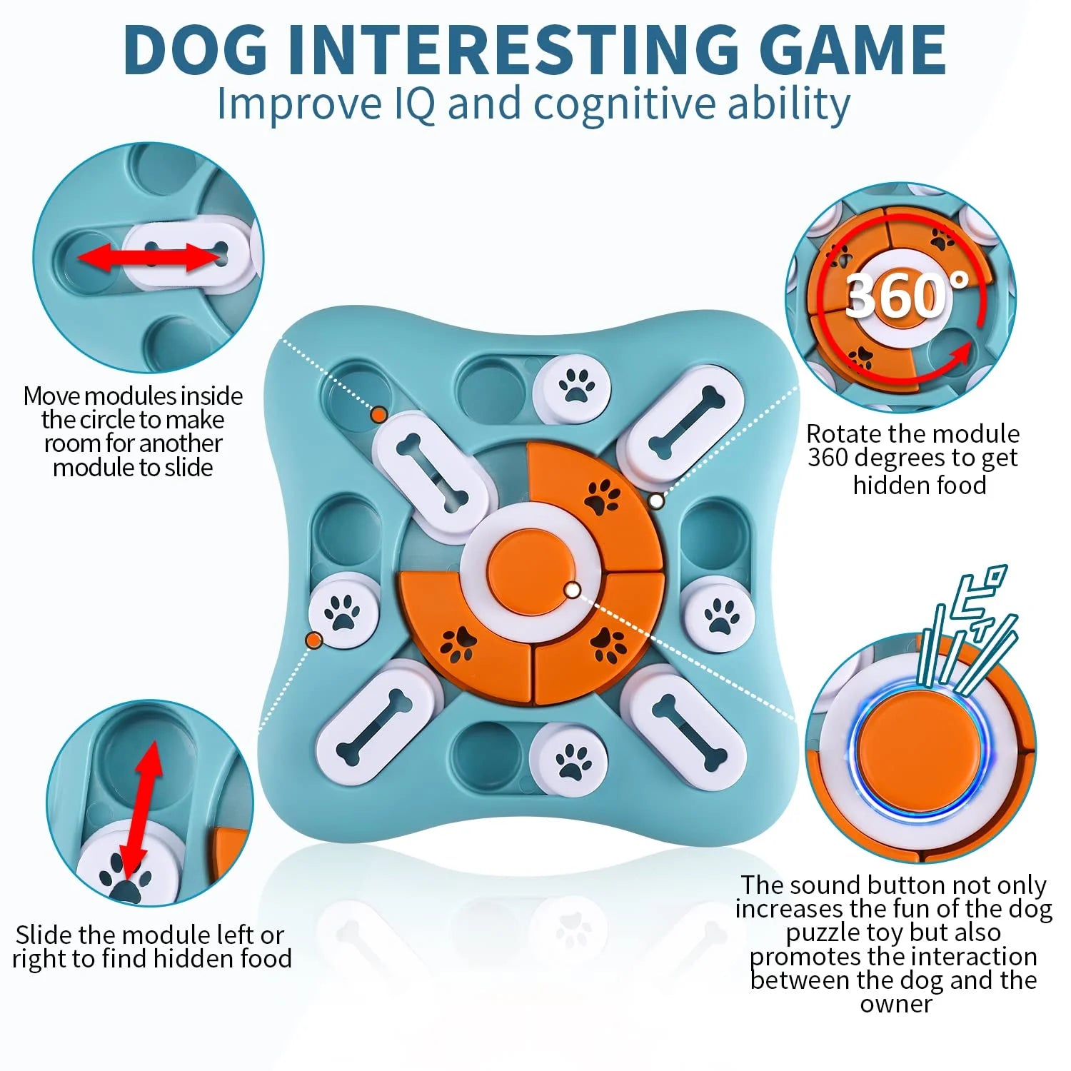 Interactive Dog Puzzle Toys - Treat Dispensing IQ Training & Brain Stimulation for Dogs and Cats - Perfect Gift for Puppies!