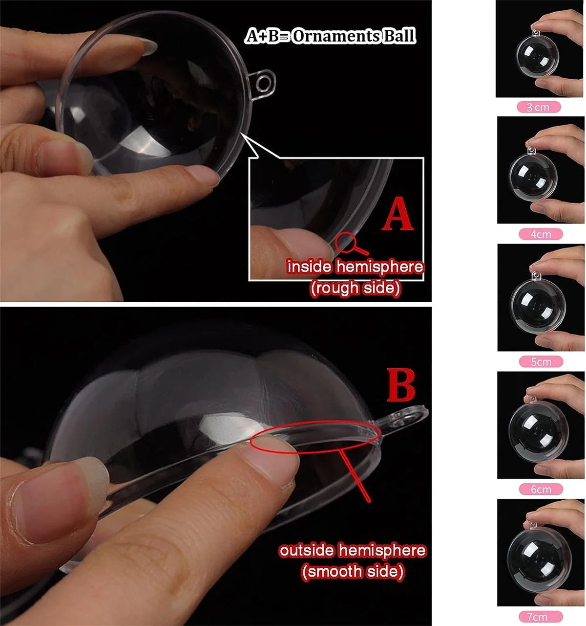 25 Pcs Clear Plastic Fillable Ornaments,Plastic Ornaments Balls,Diy Craft Ball for Christmas, Wedding,Party,Home Decor,Diy Christmas Ornament 5 Different Sizes(5 Size, 30Mm, 40Mm, 50Mm, 60Mm,70Mm)