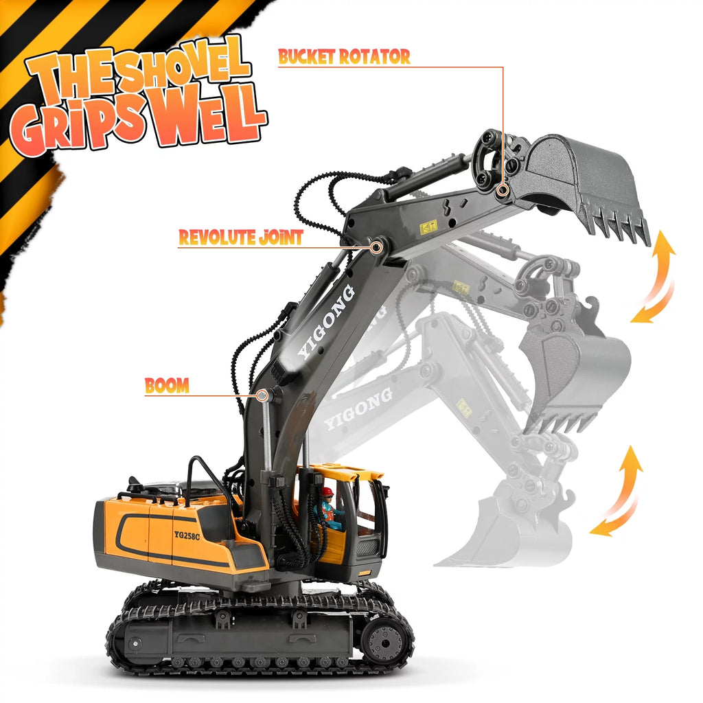 Ultimate 11-Channel Remote Control Excavator Toy - Rechargeable Construction Vehicle with Lights & Sounds - Perfect Gift for Kids Ages 3-12!