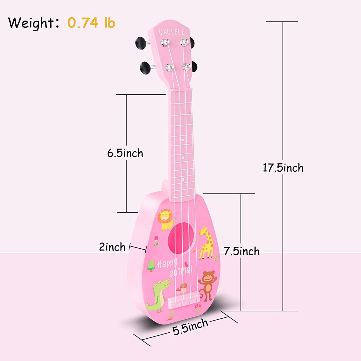 17-INCH MINI UKULELE GUITAR: 4-STRING INSTRUMENT, AGES 3-7