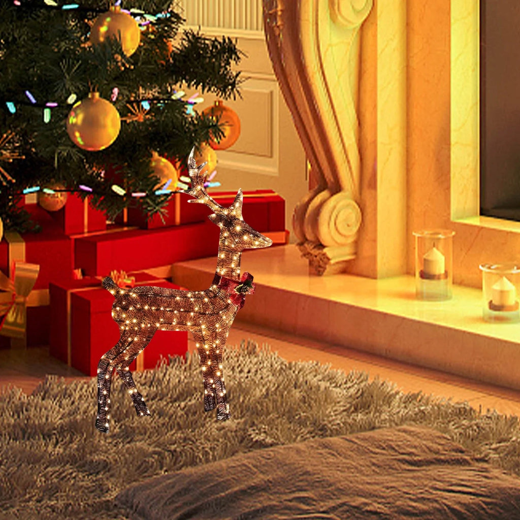 Christmas Decorations Clearance!  Elk Lighted Christmas Deer, Glittering Deer with Strip Lights for Outdoor Patio Decoration, Artificial Pre-Lit Christmas Decorative Deer LED Lights