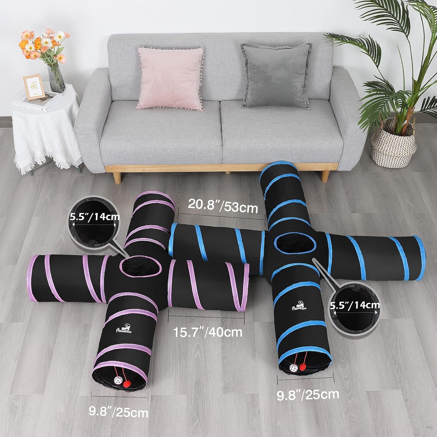 INTERACTIVE 4-WAY CAT TUNNEL & PLAY TENT