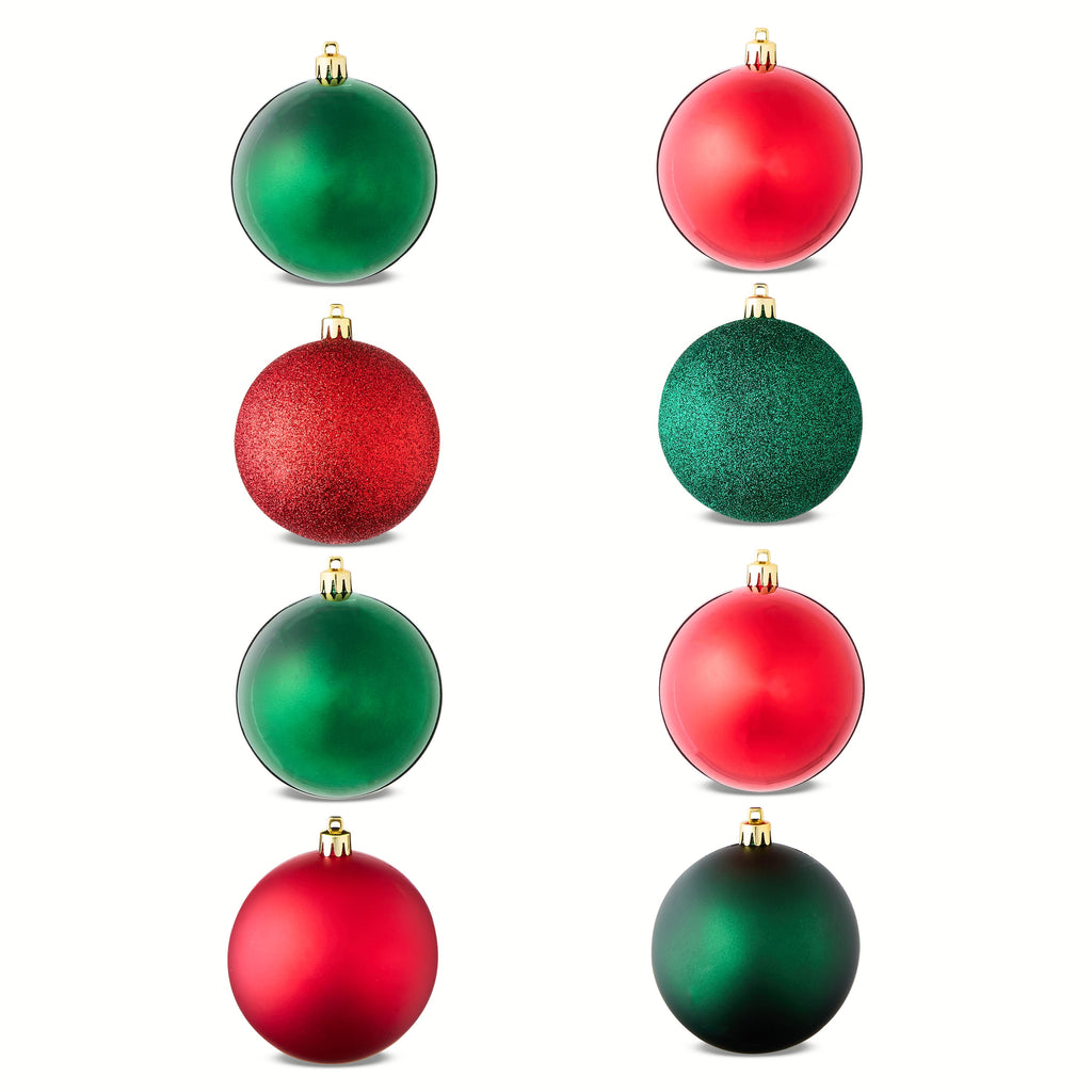 8-Count Red and Green Shatterproof Christmas Ornaments, 3.94 In, by