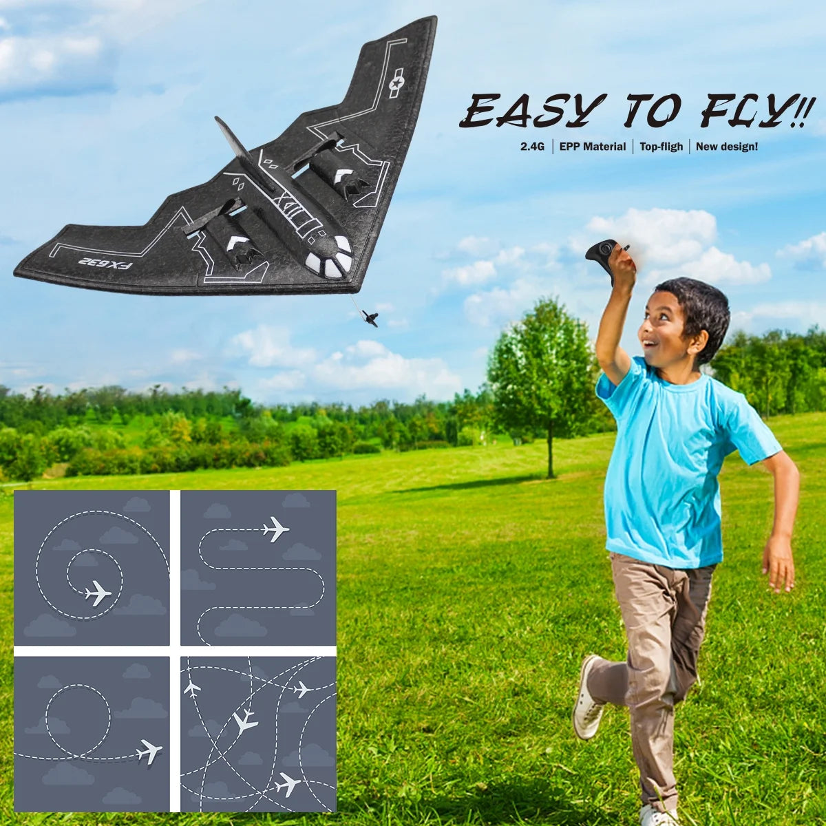 B2 Spirit Remote Control Plane - Ultimate RC Experience for Adults & Teens (Includes 2 Batteries)