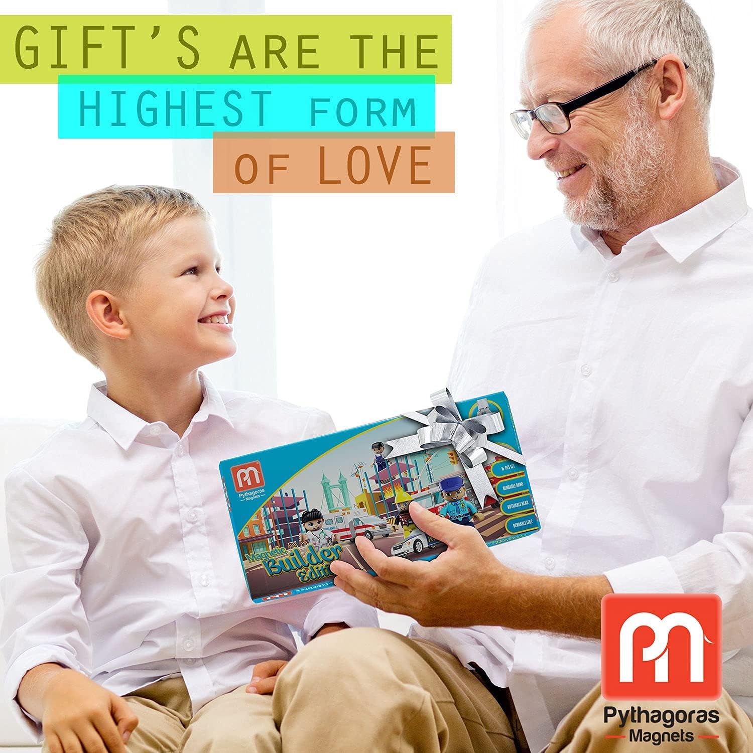 Magnetic Figures Set of 4 Toddlers Community Action Toy People, Magnetic Tiles Expansion Pack for Boys and Girls Nurse, Builder, Fireman, Police Educational Stem Toys Add on Sets for Magnetic Block