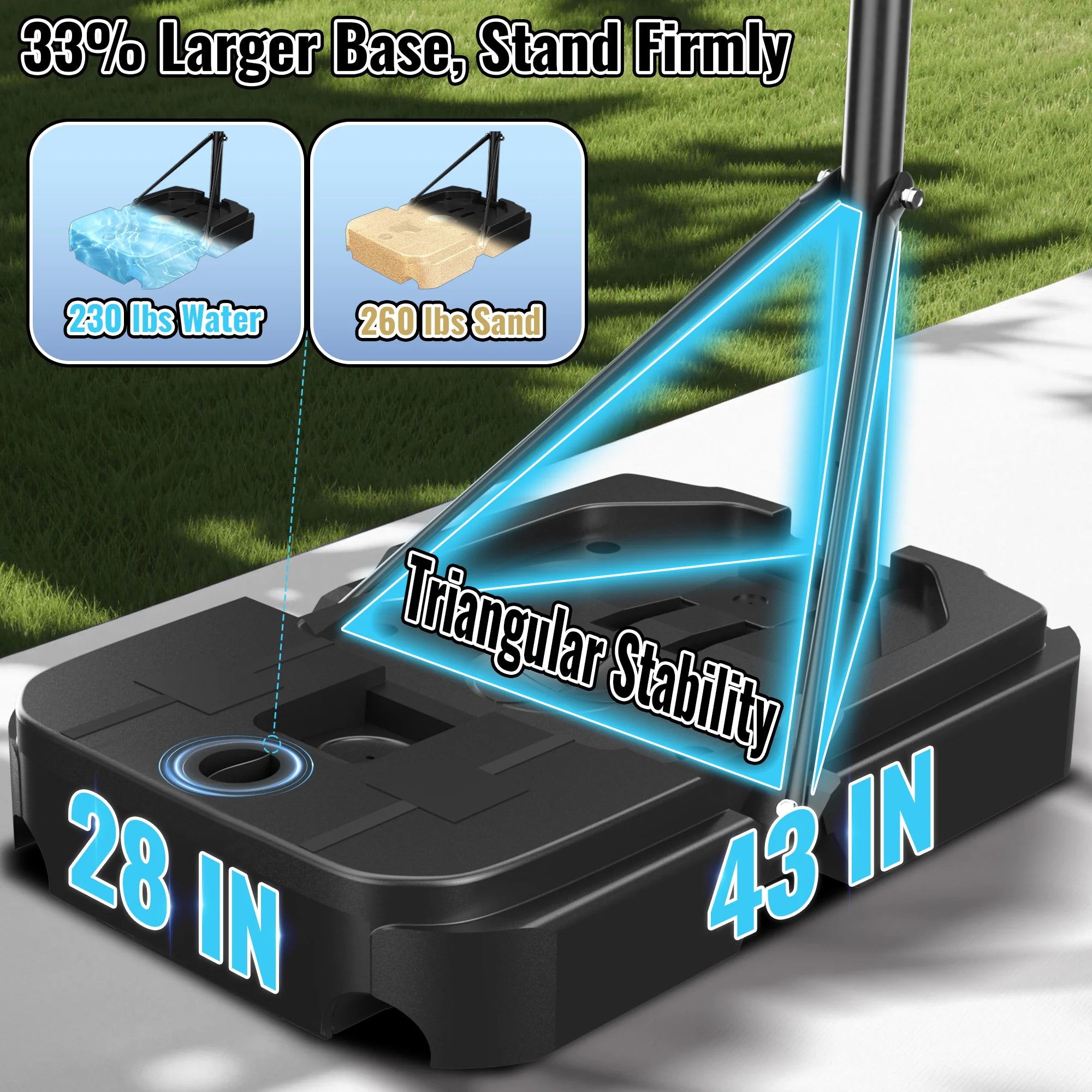 44" Adjustable Portable Basketball Hoop - Perfect for Kids & Adults, Shatterproof Backboard, Easy Mobility with Wheels