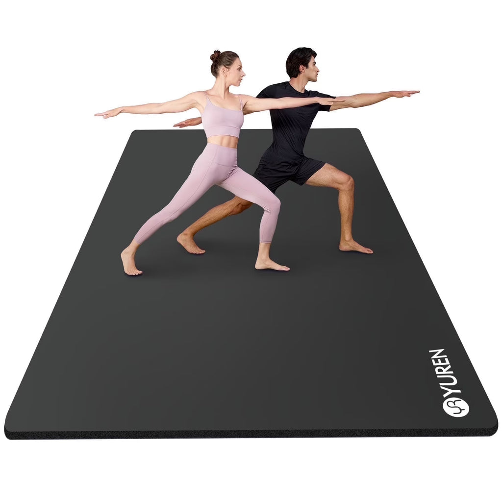 Extra Thick 10mm Large Yoga Mat - 78" x 51" for Home Gym Workouts - Premium Black Exercise Mat
