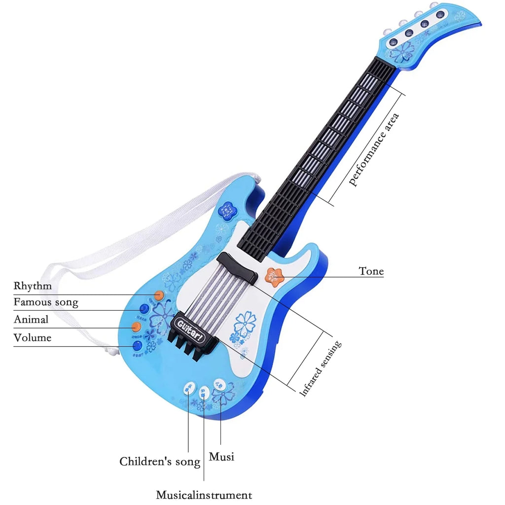 Blue Electric Guitar for Kids - Fun Musical Toy with Strap for Toddlers