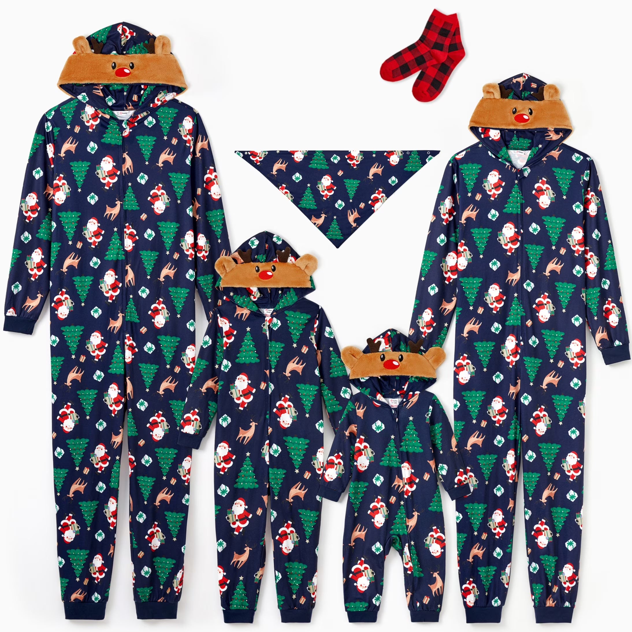 Baby Christmas Pajamas One Piece Romper Baby Christmas Gifts with Socks Family Matching Pajamas Holiday Pjs Baby Girl Clothes Newborn Boy Clothes 12-18 Months