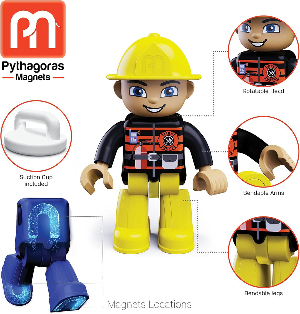 Magnetic Figures Set of 4 Toddlers Community Action Toy People, Magnetic Tiles Expansion Pack for Boys and Girls Nurse, Builder, Fireman, Police Educational Stem Toys Add on Sets for Magnetic Block