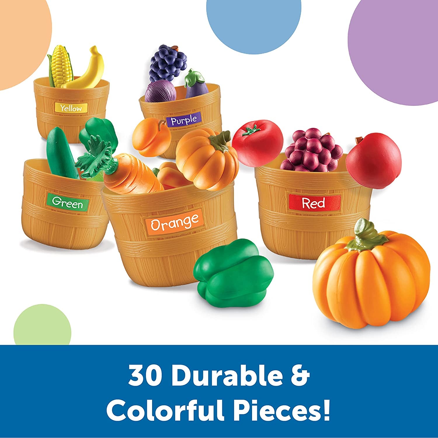 Farmer's Market Color Sorting Set - Educational Play Food for Toddlers, Grocery and Kitchen Learning Toys