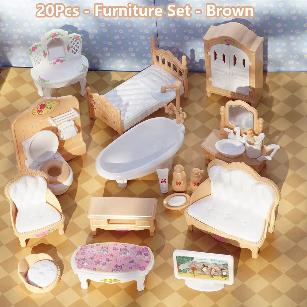 MINIATURE DOLLHOUSE KAWAII PINK 10 ITEM ACCESSORIES KIT