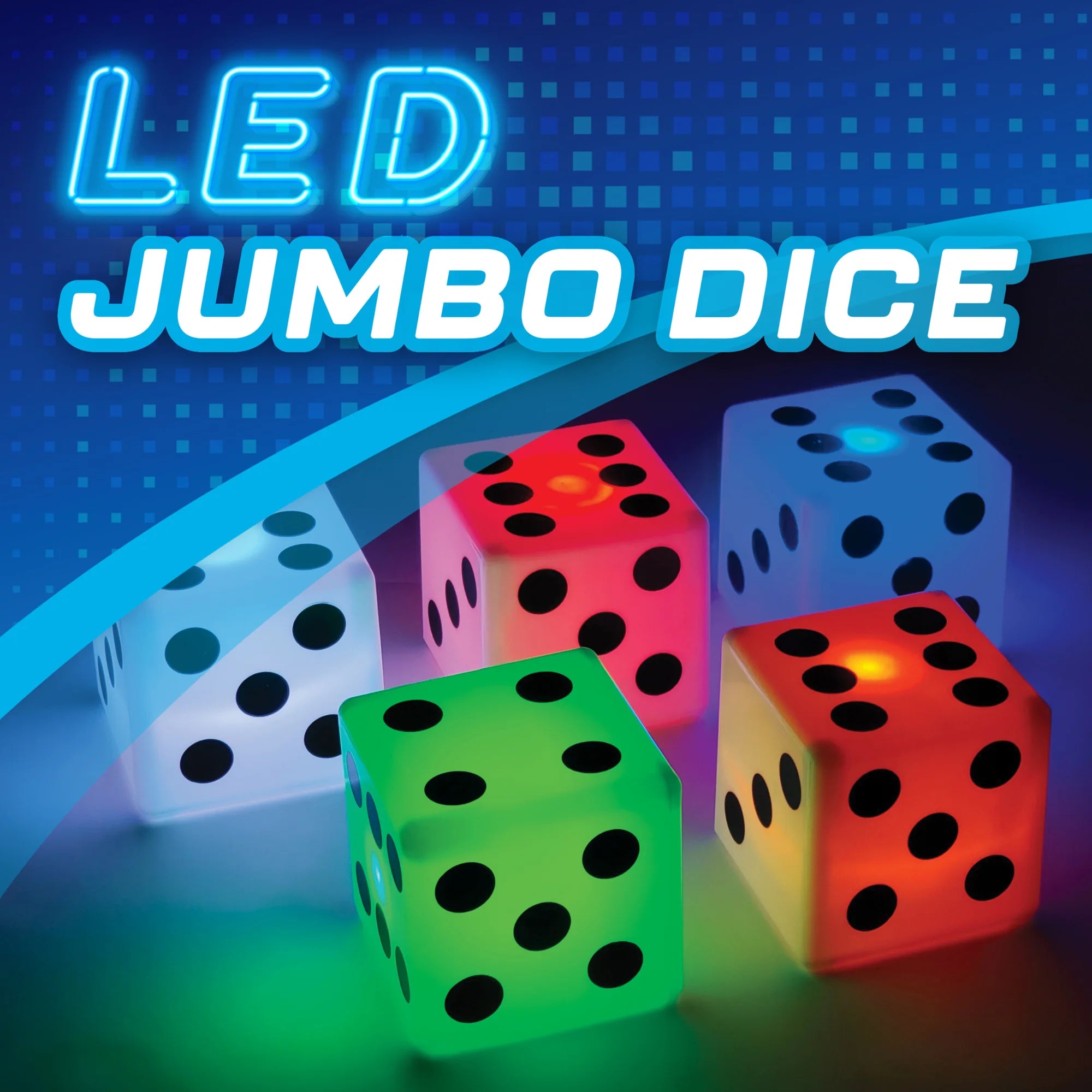 LED Jumbo Dice, Light-Up Game, for All Ages, by