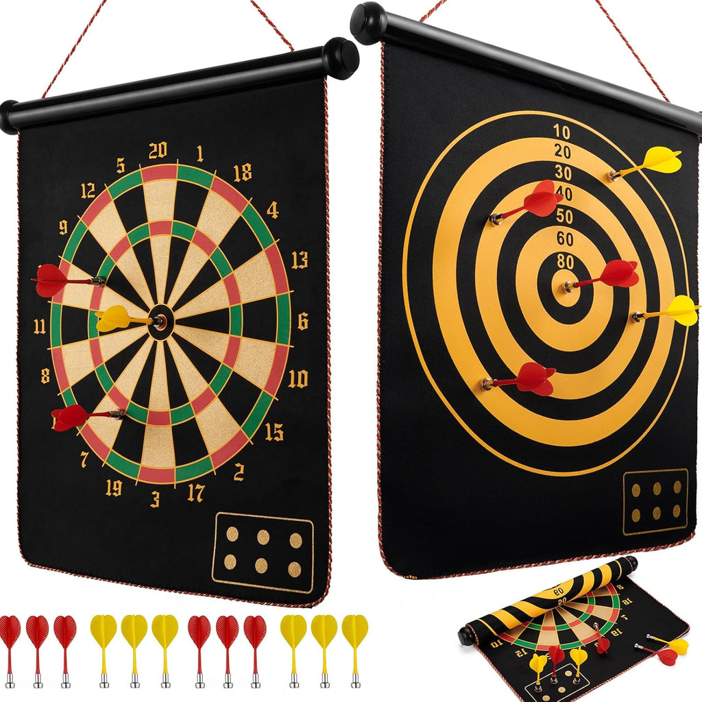 Double-Sided Magnetic Dart Board - Portable Fun for Kids, Teens & Adults - Perfect for Family Parties, Camping & Birthday Gifts!