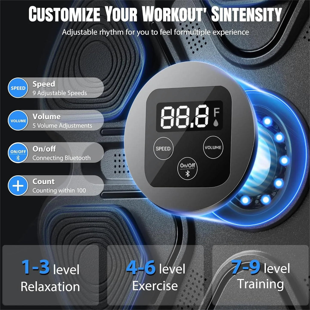 Smart Music Boxing Machine for Adults - Wall-Mounted Fitness System with Display & Gloves for Home & Gym (Black)