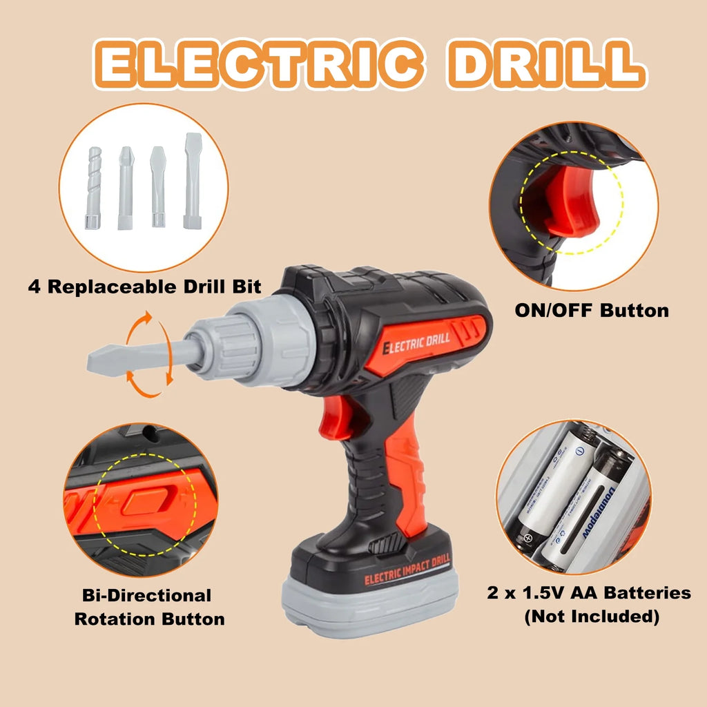 Ultimate 32PCS Kids Tool Set - Fun Pretend Play with Electronic Drill & Construction Kits - Perfect Christmas Gift for Ages 3-8!