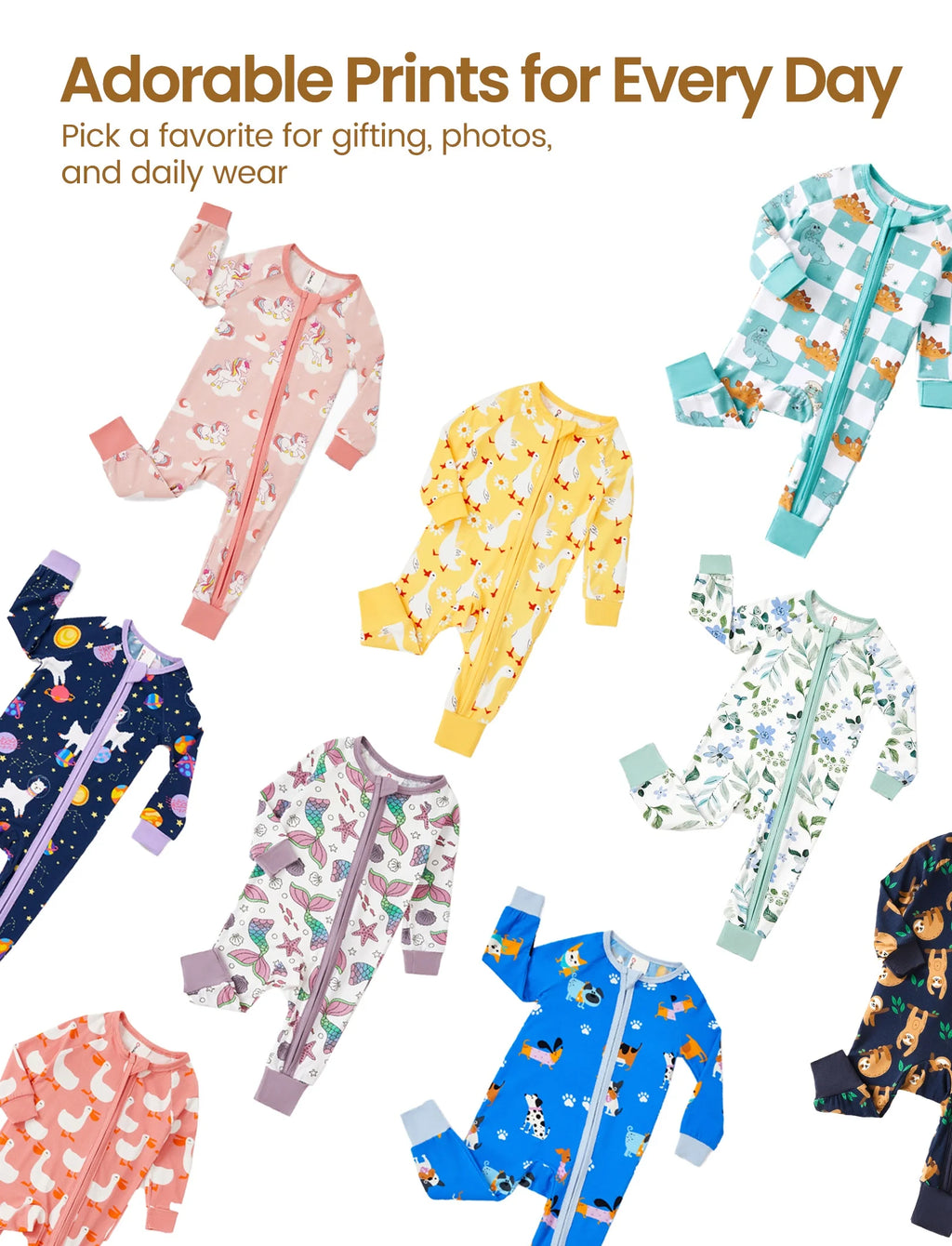 Baby Clothes Viscose from Bamboo Baby Pajamas Snug Fit Footless Zip Bodysuits Baby Sleep N Play Pajamas for Newborn Girl 2Pack,3-6 Months