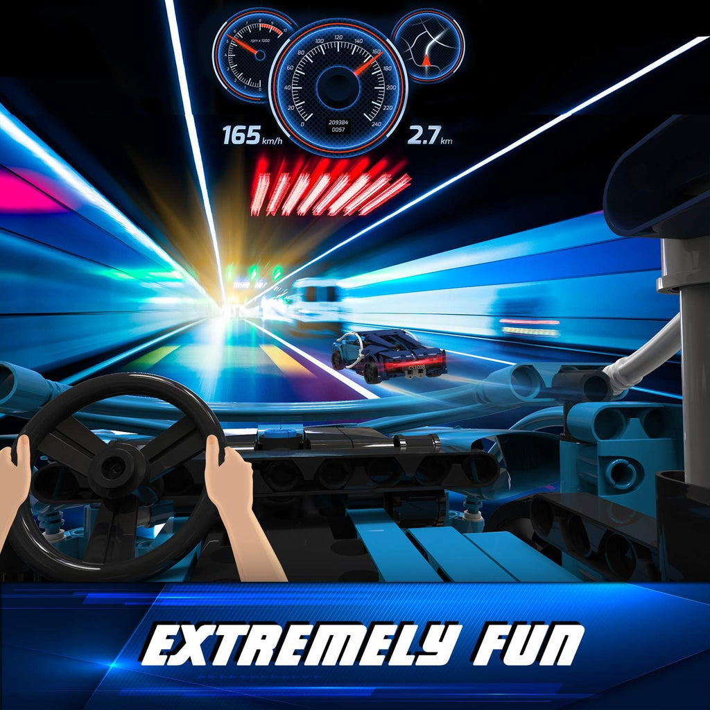 STEM Building Toy Set for Ages 8-12 - 419PCS Remote Control Car Kit for Kids and Adults - Ideal Model Car Construction Gift for Ages 9-12 (Blue)