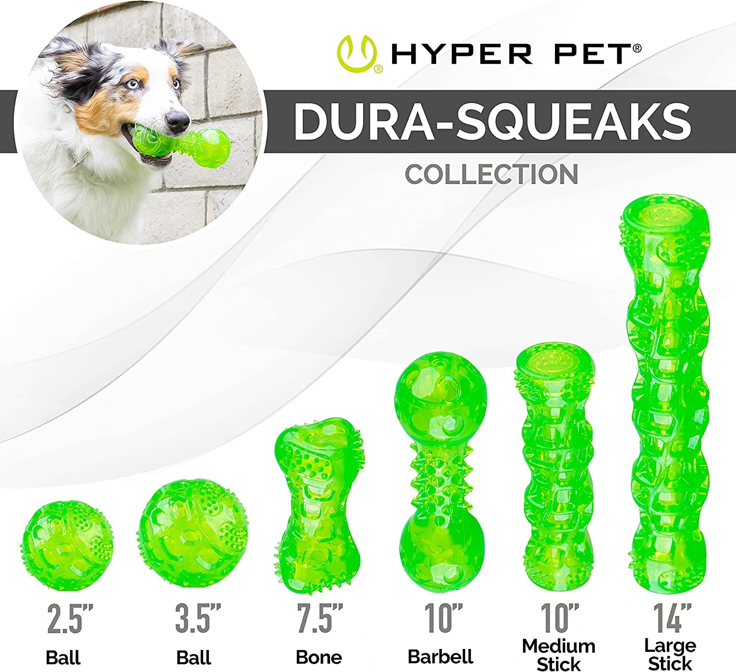Durasqueak Floating Dog Ball Toy - Interactive Squeaky Fetch Toy, Perfect Alternative to Tennis Balls, 2.5 Inch Green