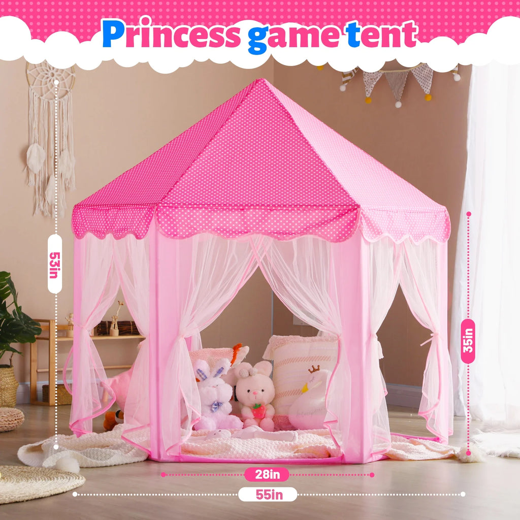 PRINCESS CASTLE PLAY TENT FOR GIRLS: AGES 3-12, WITH STAR LIGHTS 
