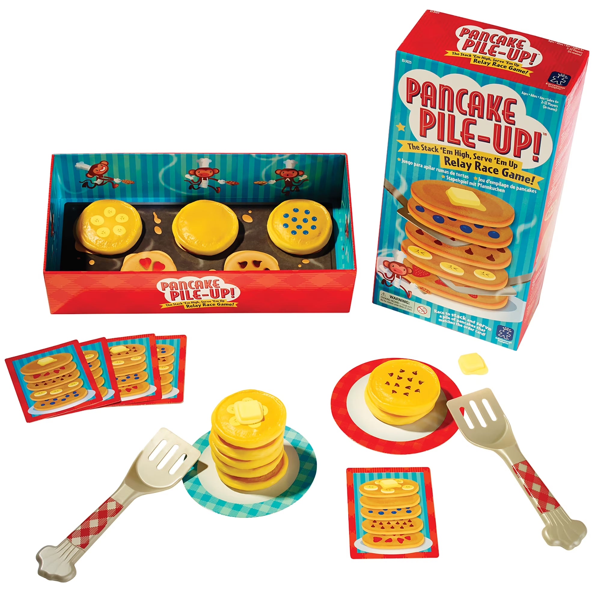 Pancake Pile-Up Relay Race Game - Fun Educational Preschool Game for 2-4 Players Ages 4+