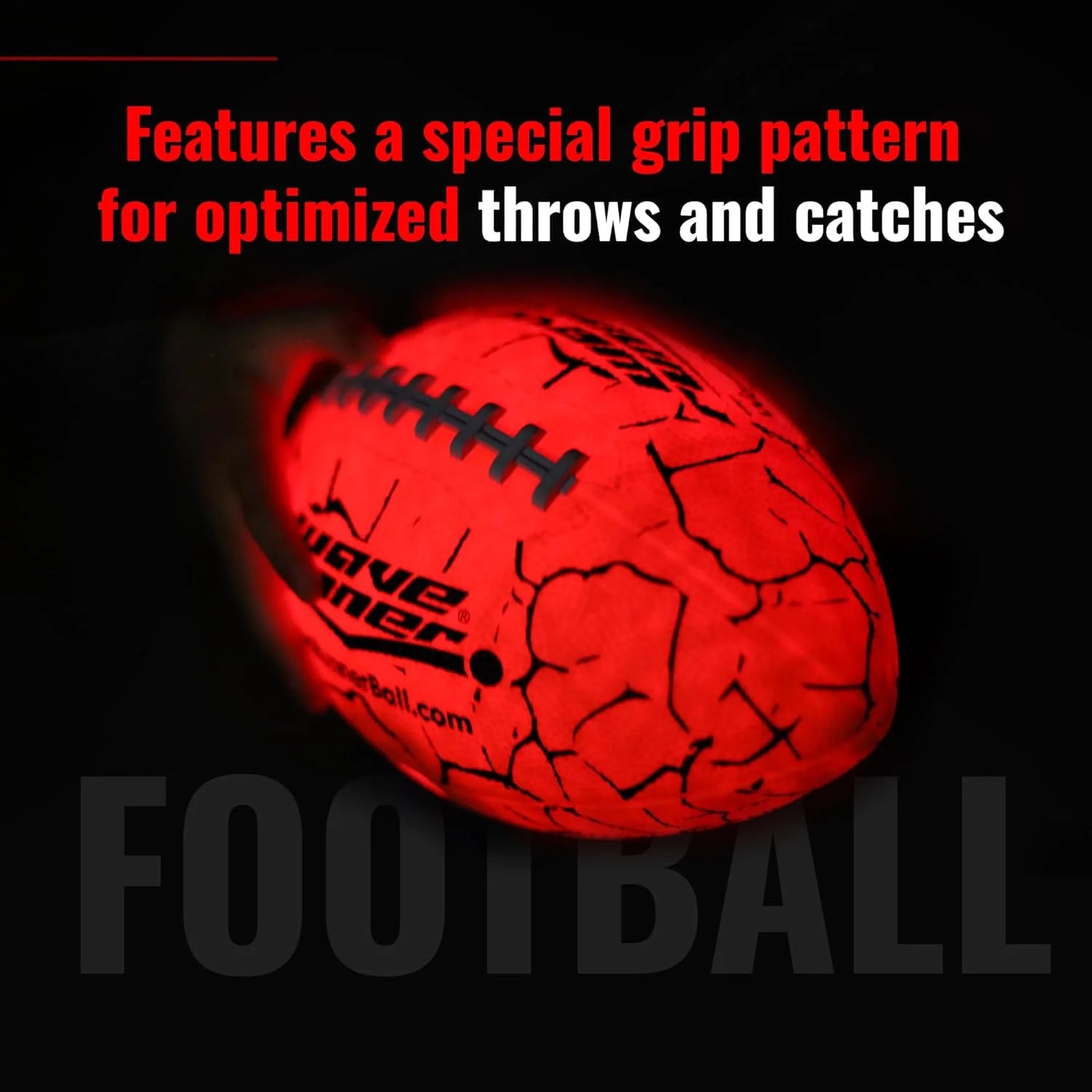 Glow in the Dark  Grip-It Football - Durable 10.35" Orange Fun!