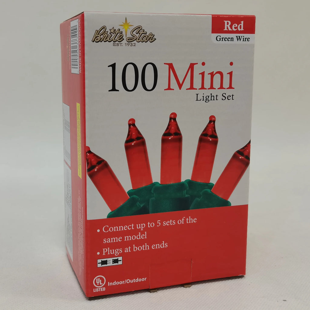 100 Count Mini String Christmas Lights, Red - 22 Feet Indoor/Outdoor Christmas Tree Lights with Green Wire