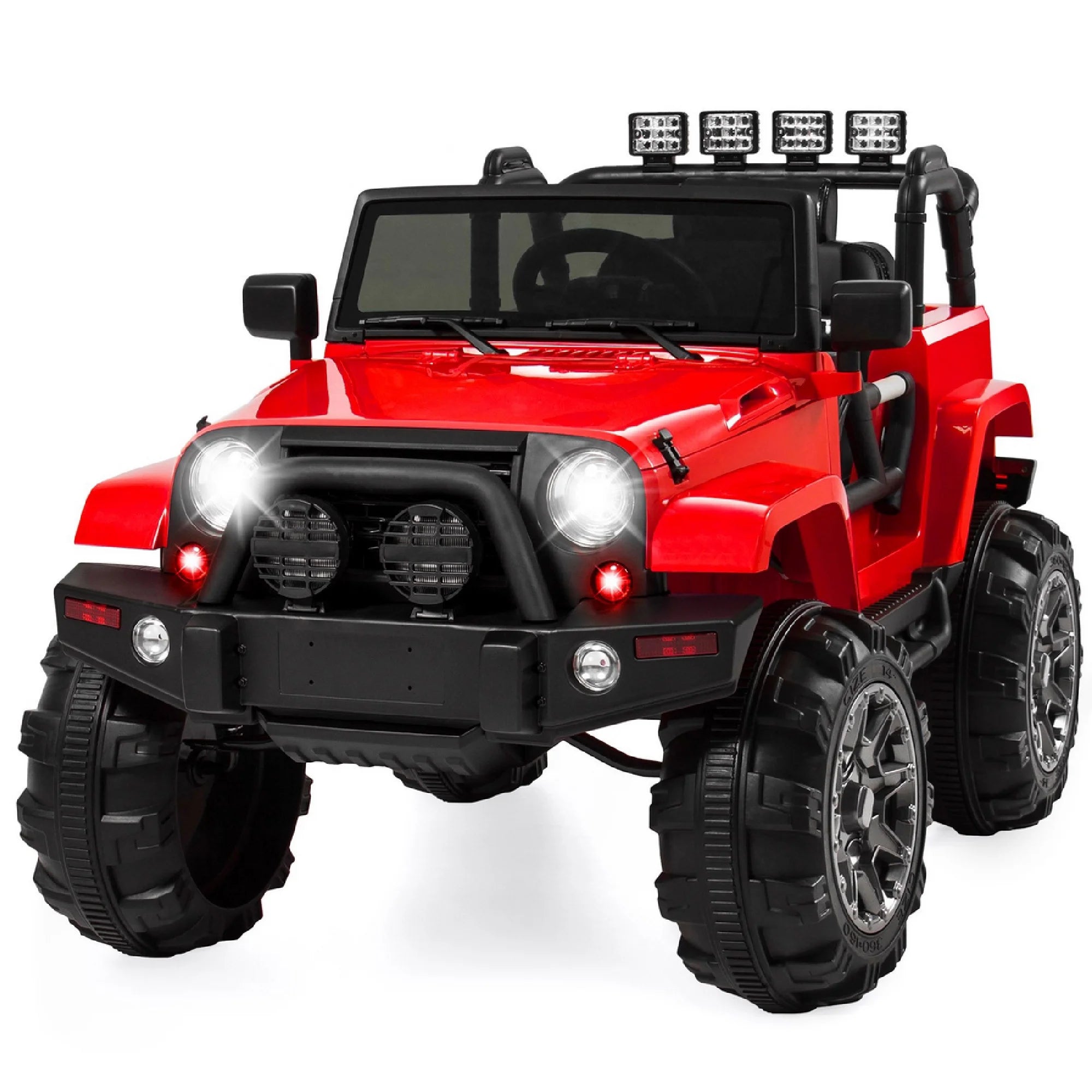 12V Kids Ride-On Truck with Remote Control, Bluetooth, LED Lights & Spring Suspension - Red