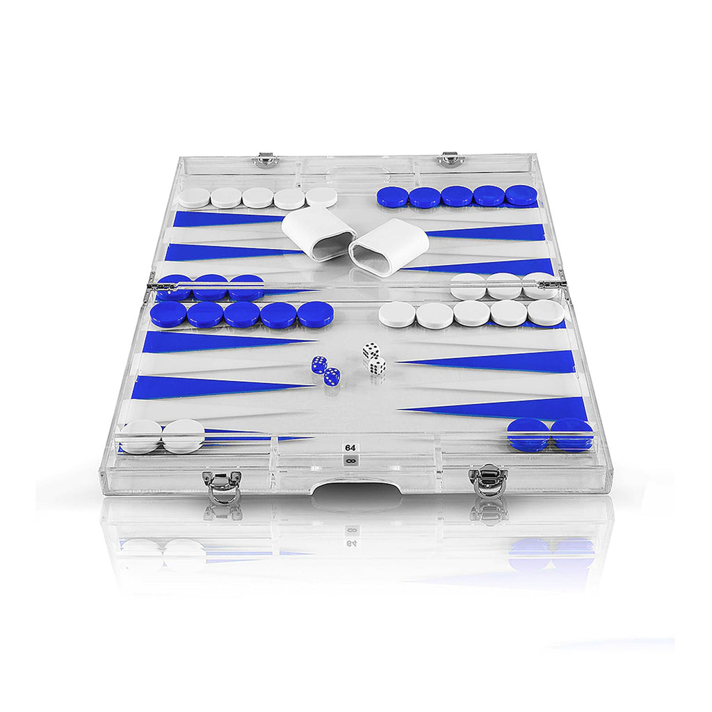 PREMIUM 14-INCH LUCITE BACKGAMMON SET - ELEGANT DESIGN FOR TIMELESS ENJOYMENT